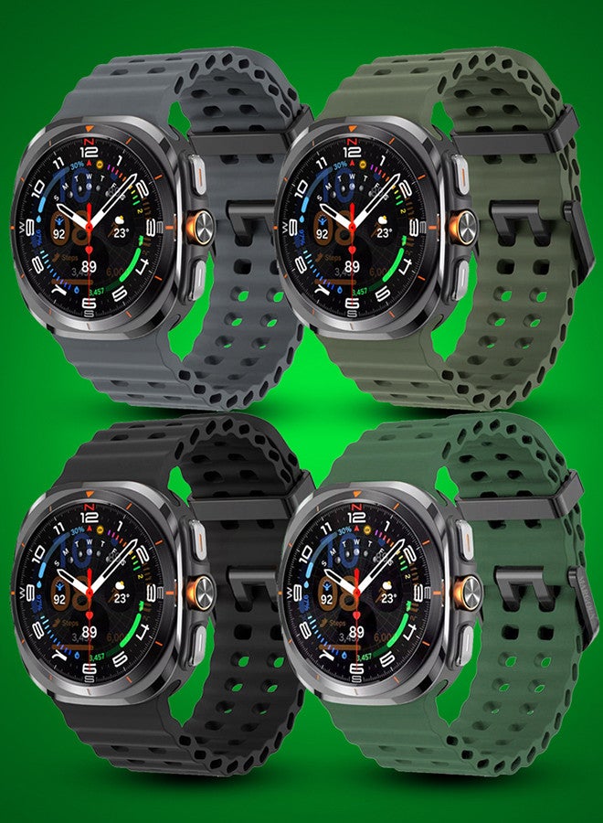 مارجون (for Samsung Galaxy Watch 7 Ultra) 4 Pack Silicone Band Soft Ocean Silicone Sport Strap Replacement Accessory Multicolour C  - Image 2