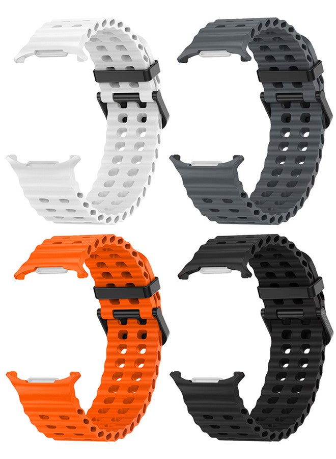 MARGOUN (for Samsung Galaxy Watch 7 Ultra) 4 Pack Silicone Band Soft Ocean Silicone Sport Strap Replacement Accessory Multicolour E - Image 3