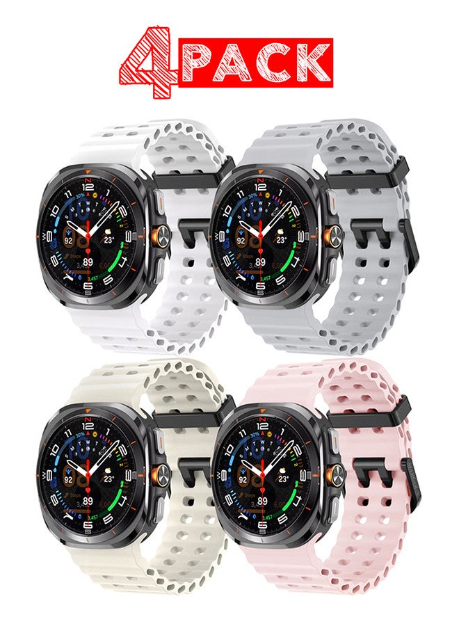 MARGOUN (for Samsung Galaxy Watch 7 Ultra) 4 Pack Silicone Band Soft Ocean Silicone Sport Strap Replacement Accessory Multicolour A - Image 1