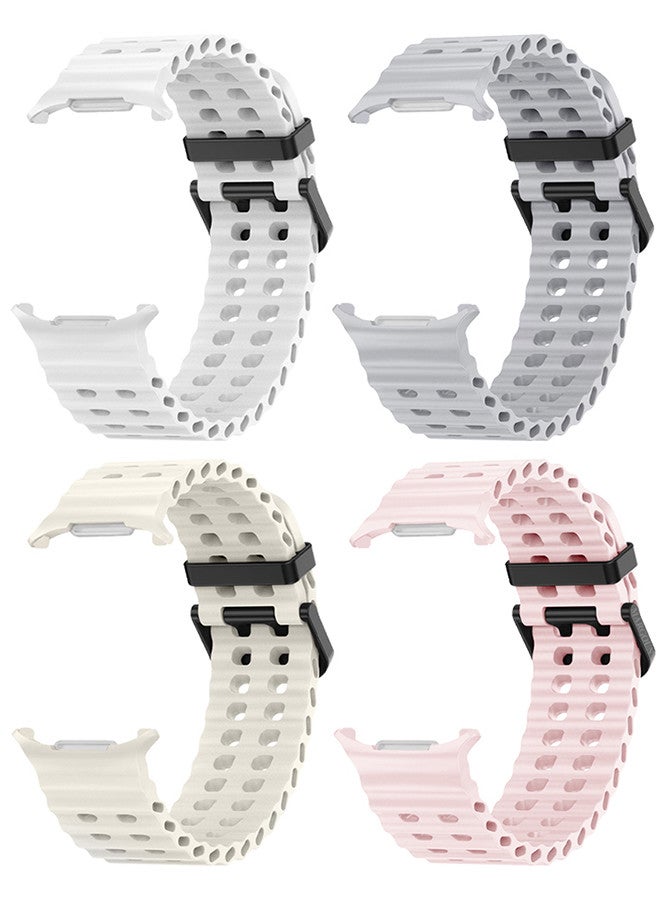 MARGOUN (for Samsung Galaxy Watch 7 Ultra) 4 Pack Silicone Band Soft Ocean Silicone Sport Strap Replacement Accessory Multicolour A - Image 3