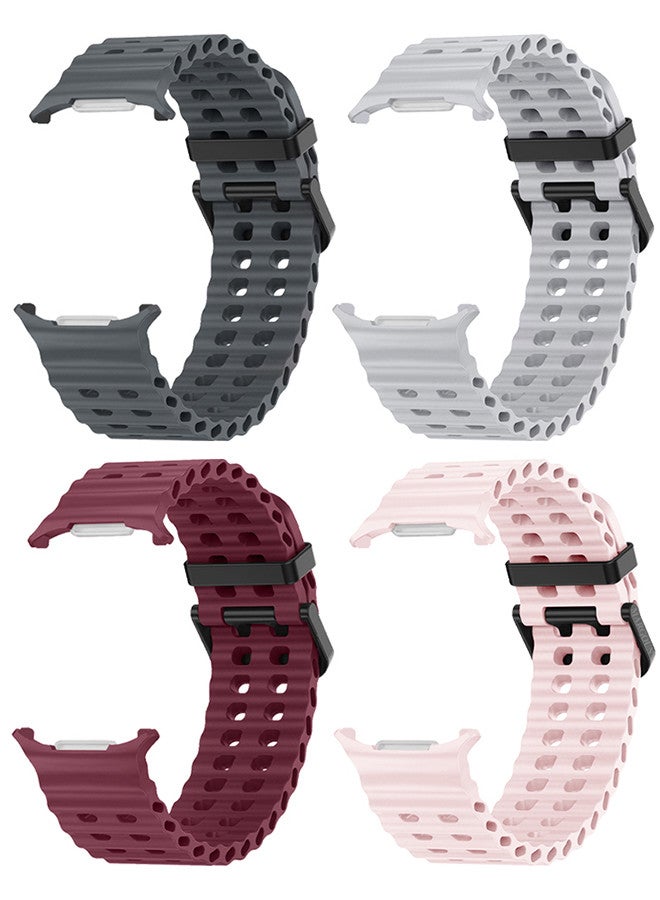 MARGOUN (for Samsung Galaxy Watch 7 Ultra) 4 Pack Silicone Band Soft Ocean Silicone Sport Strap Replacement Accessory Multicolour D  - Image 3