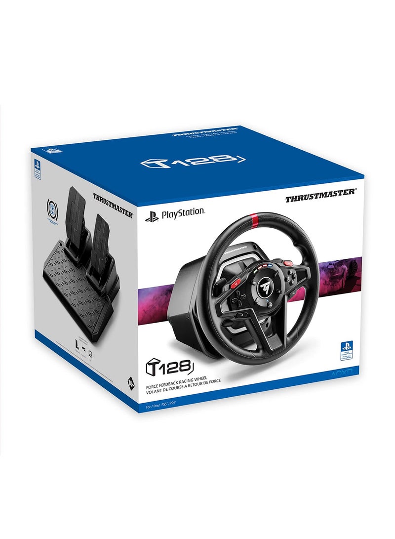 THRUSTMASTER - Thrustmaster T128, Force Feedback Racing Wheel with Magnetic Pedals, PlayStation 5, PlayStation 4, PC - Image 1