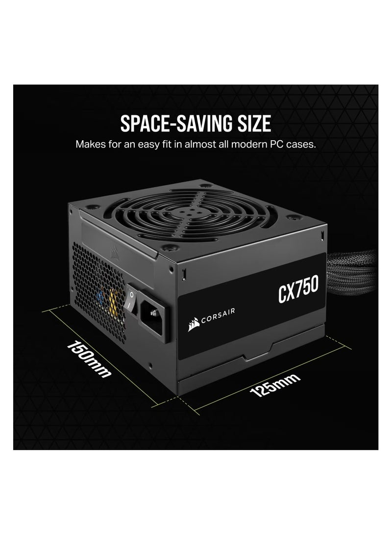 كورسير CX750 – 750 Watt 80 PLUS Bronze ATX Power Supply Black  - Image 3