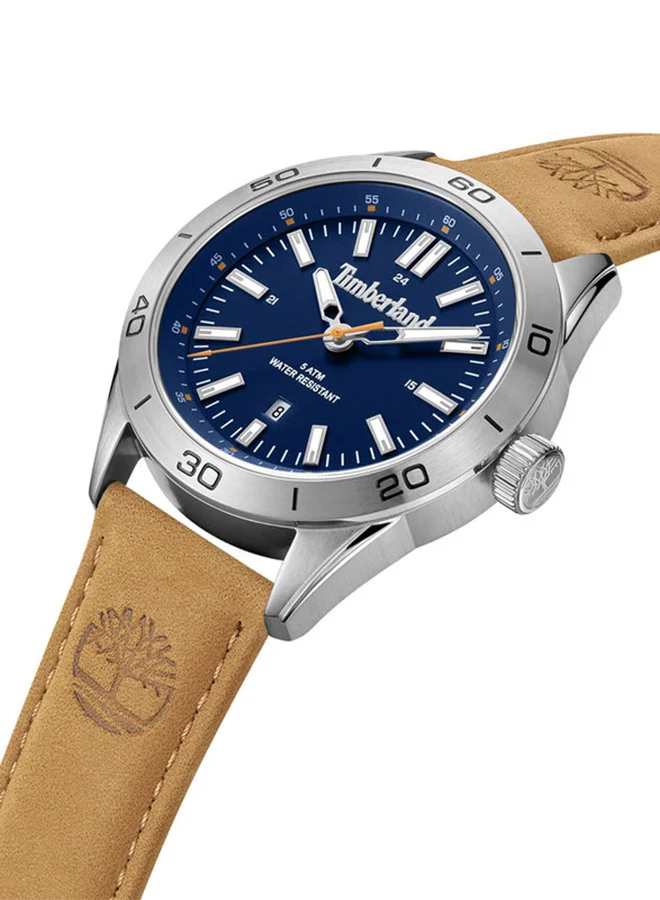 تمبرلاند Hillsboro Men's Watch 44mm Analog Blue Dial Tan Leather Strap