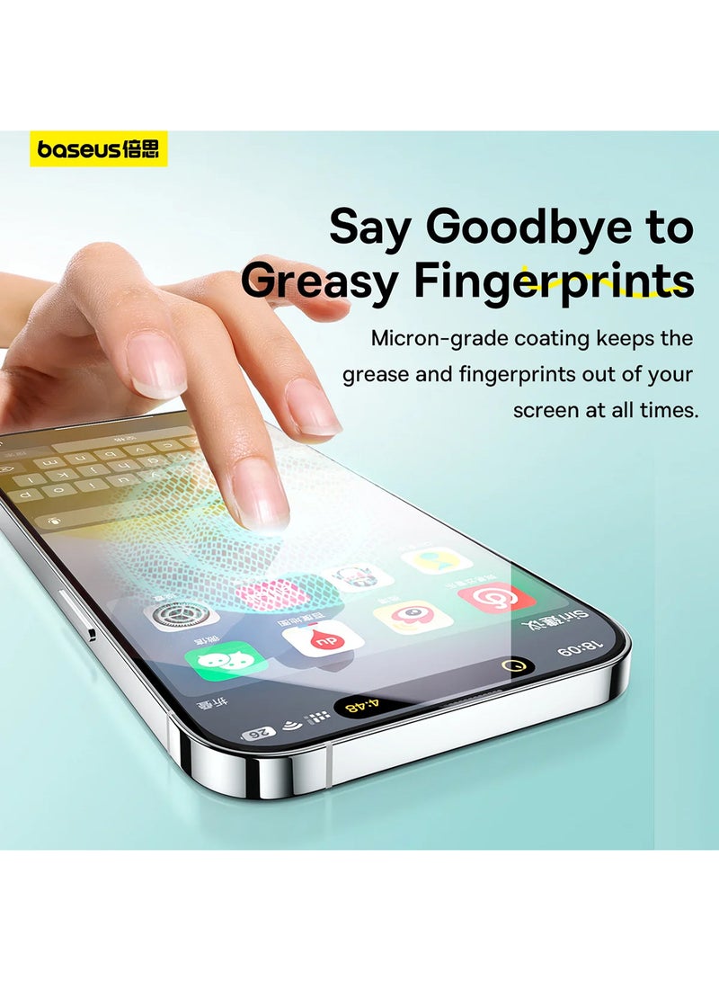 Baseus Sapphire Series HD Tempered-Glass Screen Protector (with Built-in Dust Filter) for iPhone 15/16 (Pack of 1, with cleaning kit and dust-proof installation tool) Clear  - Image 4