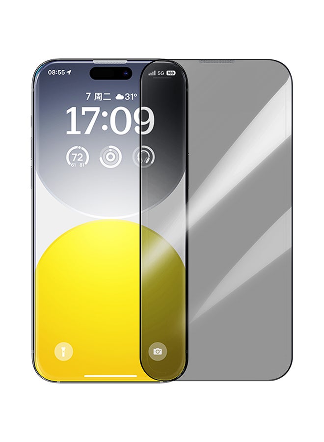 Baseus Sapphire Series Full-Coverage Privacy Protection Tempered Glass Screen Protector (with Built-in Dust Filter) for iPhone 16 Pro (Pack of 1, with cleaning kit and dust-proof installation tool) Clear - Image 2