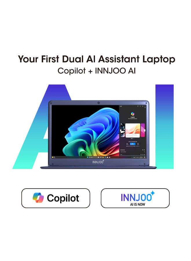InnJoo G6 AI Laptop With 14.1-Inch Display, Core i3-8130U Processor/8GB RAM/256GB SSD/Intel UHD Graphics 620/Windows 11/ English/Arabic Blue - Image 3