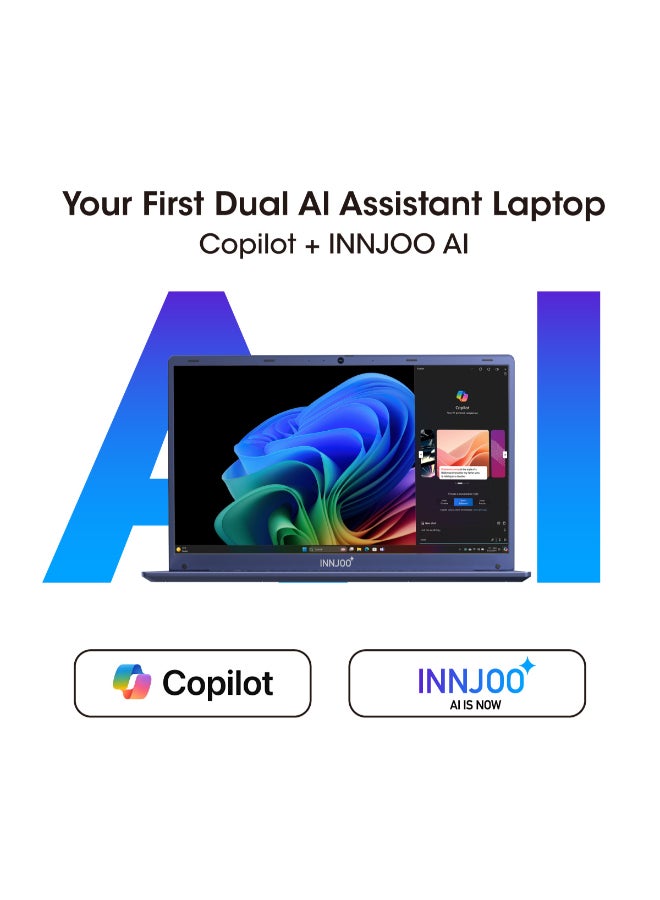 إنجو لاب توب S6 AI بشاشة 14.1 بوصة، معالج Core i5-1030G7، ذاكرة وصول عشوائي (رام) سعة 8 جيجابايت، قرص اس اس دي سعة 256 جيجابايت، نظام التشغيل ويندوز11، يدعم اللغة الإنجليزية/العربية، أزرق الإنجليزية/العربية - Image 3
