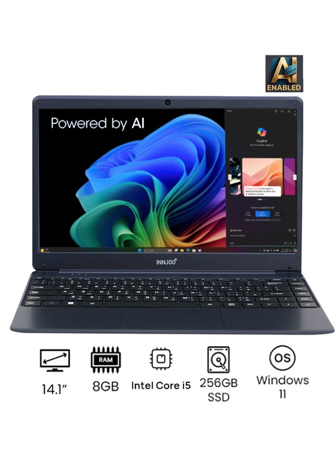 إنجو لاب توب S6 AI بشاشة 14.1 بوصة، معالج Core i5-1030G7، ذاكرة وصول عشوائي (رام) سعة 8 جيجابايت، قرص اس اس دي سعة 256 جيجابايت، نظام التشغيل ويندوز11، يدعم اللغة الإنجليزية/العربية، أزرق الإنجليزية/العربية - Image 1