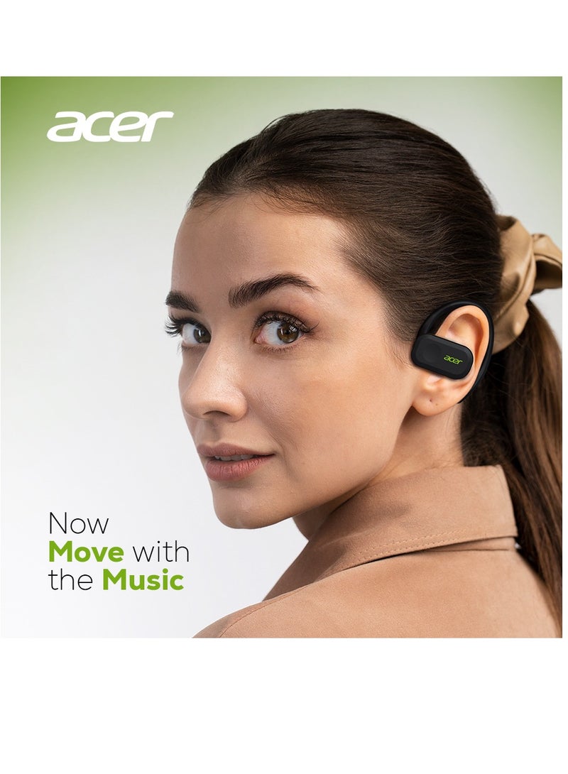 Acer - Wireless Bluetooth ENC Open Ear Headphones with Dual 14.2mm Dynamic Drivers Deep Bass, Bluetooth 5..0 Black - Image 1