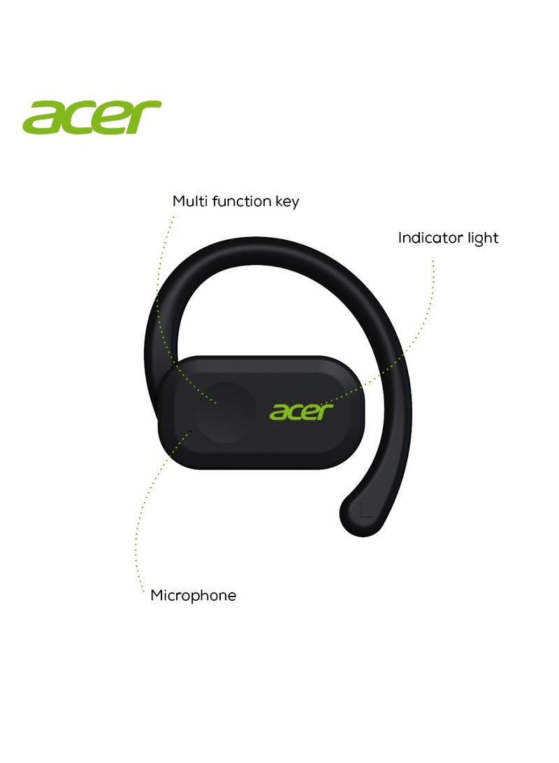 Acer - Wireless Bluetooth ENC Open Ear Headphones with Dual 14.2mm Dynamic Drivers Deep Bass, Bluetooth 5..0 Black - Image 1
