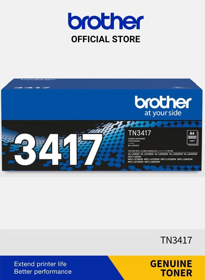 brother Genuine TN3417 Standard Yield Black Ink Printer Toner Cartridge, Prints up to 3,000 pages Black - Image 3