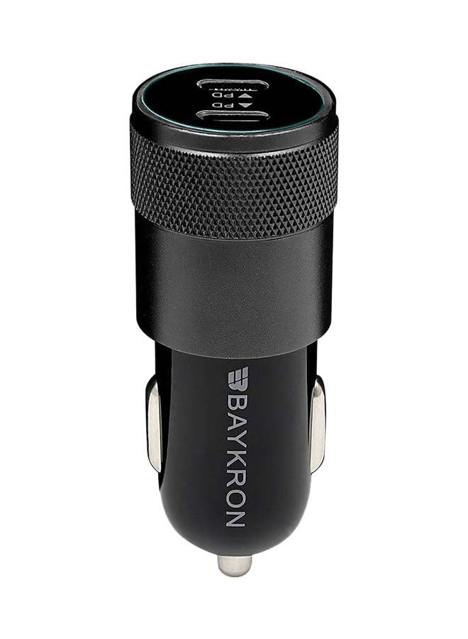Baykron Car Charger 2 Ports Type-C 40W - Black - Image 1