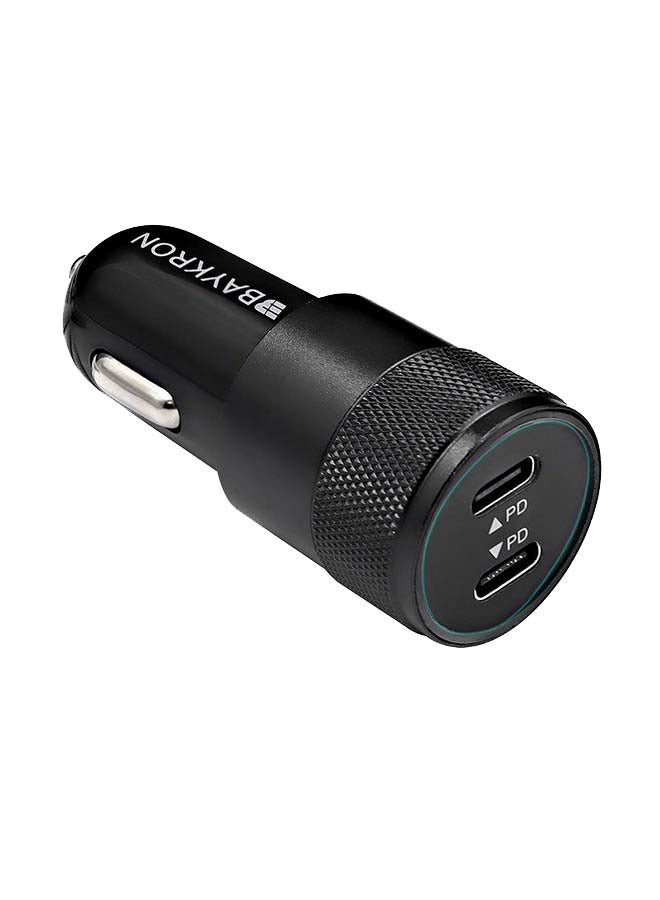 Baykron Car Charger 2 Ports Type-C 40W - Black - Image 2
