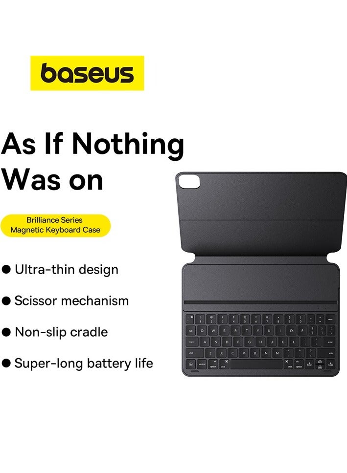 Baseus - Magnetic Keyboard Case for iPad Pro 12.9 4th 5th 6th gen (2018/2020/2021/2022) Bluetooth 5.3V Detachable Keyboard Case for iPad 6th Gen, Ultra Thin and Long Lasting Battery Life 150 Hours Black - Image 1