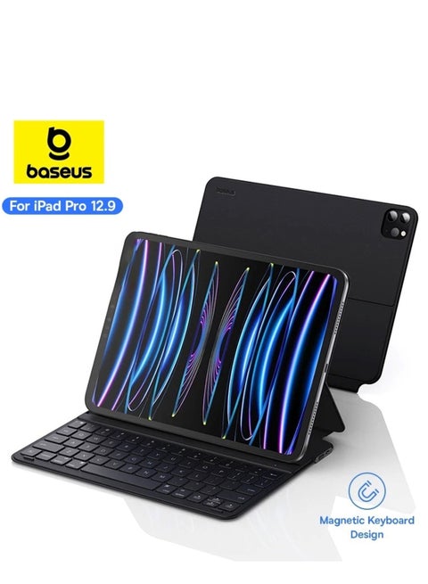 Magnetic Keyboard Case for iPad Pro 12.9 4th 5th 6th gen (2018/2020/2021/2022) Bluetooth 5.3V Detachable Keyboard Case for iPad 6th Gen, Ultra Thin and Long Lasting Battery Life 150 Hours Black