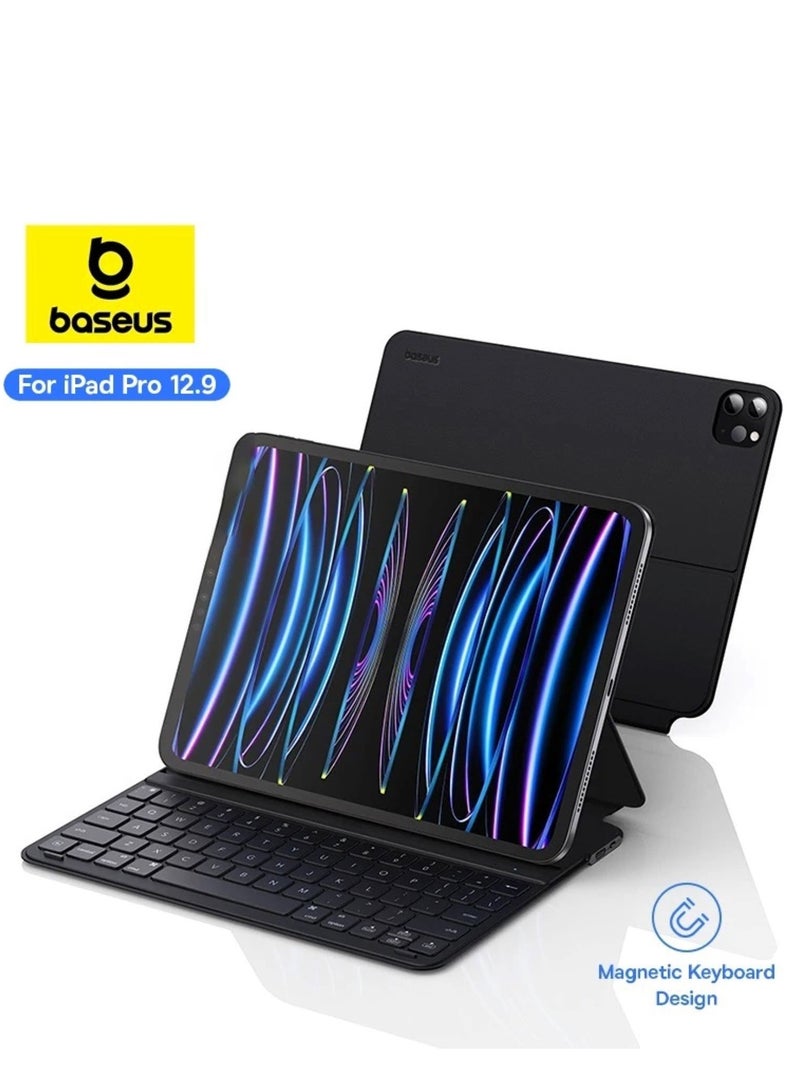Baseus - Magnetic Keyboard Case for iPad Pro 12.9 4th 5th 6th gen (2018/2020/2021/2022) Bluetooth 5.3V Detachable Keyboard Case for iPad 6th Gen, Ultra Thin and Long Lasting Battery Life 150 Hours Black - Image 1