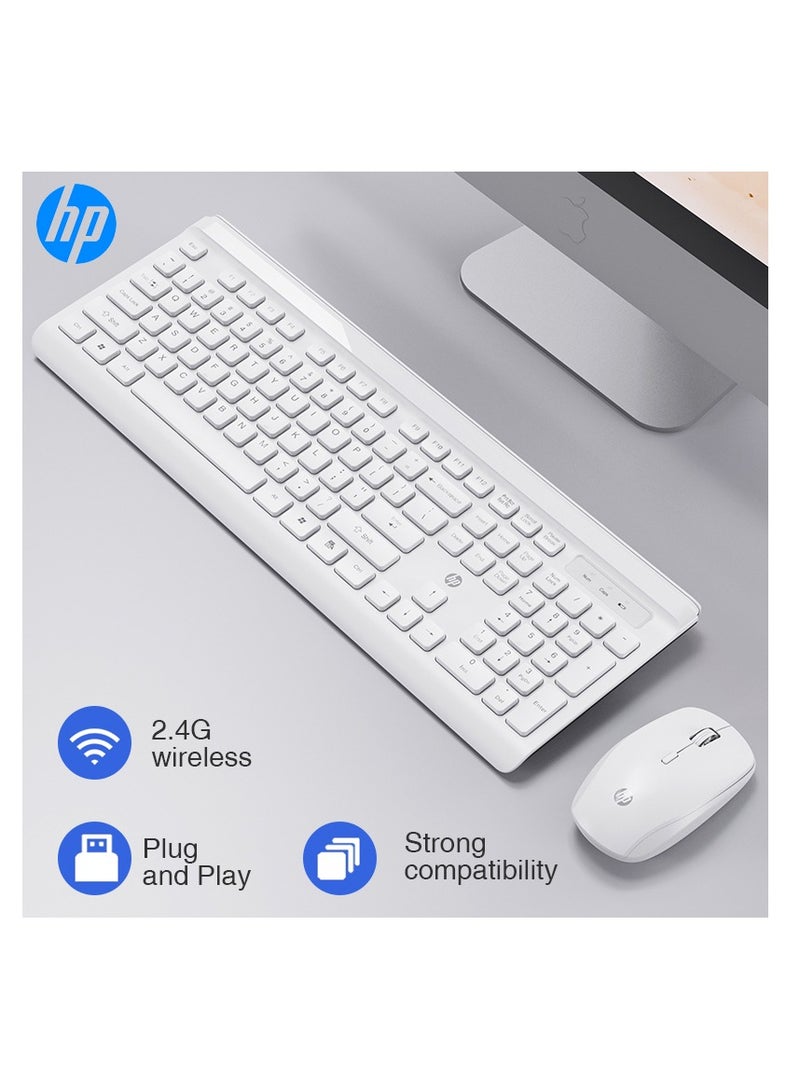 HP - CS500 wireless keyboard and mouse combo with 104 keycaps keyboard, plug & play, ergonomic design mouse for office home computer pc laptop WHITE - Image 1