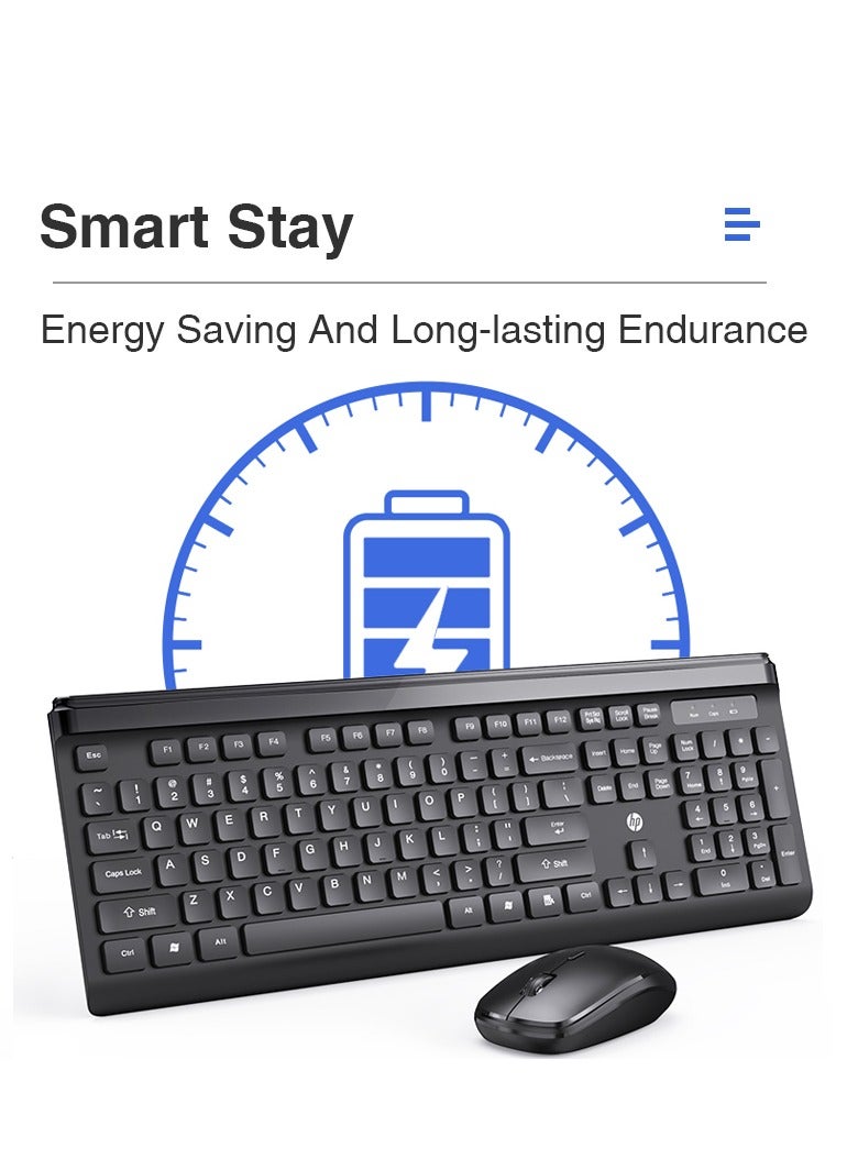 HP - CS500 wireless keyboard and mouse combo with 104 keycaps keyboard, plug & play, ergonomic design mouse for office home computer pc laptop WHITE - Image 1