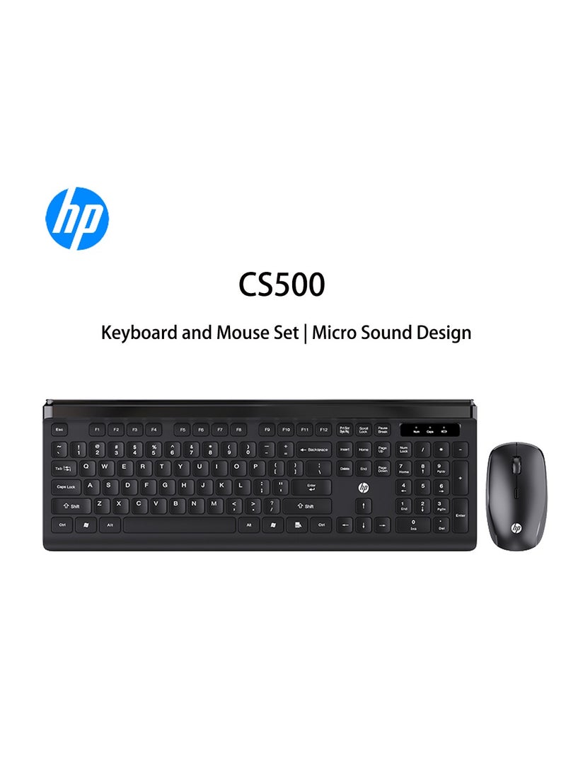 HP - CS500 wireless keyboard and mouse combo with 104 keycaps keyboard, plug & play, ergonomic design mouse for office home computer pc laptop WHITE - Image 1