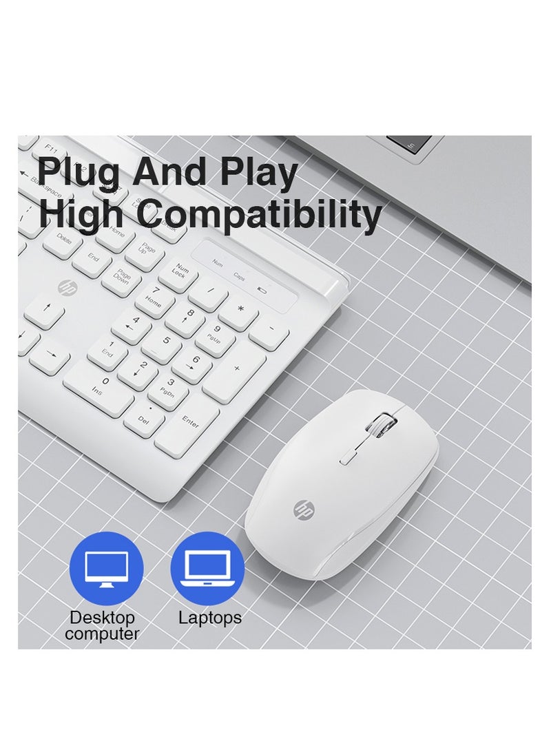 HP - CS500 wireless keyboard and mouse combo with 104 keycaps keyboard, plug & play, ergonomic design mouse for office home computer pc laptop WHITE - Image 1