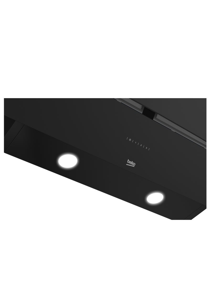 Beko - Decorative Built-in Hood - Black Glass - Carbon And Grease Filters - 3 Speeds - Touch Control - LED Lighting 310 W 8809133200 Black - Image 1