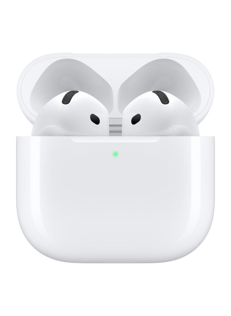 ابل  سماعات أذن لاسلكية AirPods 4، سماعات رأس بلوتوث، صوت مكاني مخصص، مقاومة للعرق والماء، علبة شحن USB-C، شريحة H2، عمر بطارية يصل إلى 30 ساعة، إعداد سهل لهاتف iPhone باللون الأبيض - Image 2