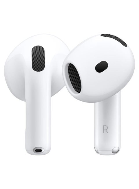 AirPods 4 Wireless Earbuds, Bluetooth Headphones, Personalized Spatial Audio, Sweat and Water Resistant, USB-C Charging Case, H2 Chip, Up to 30 Hours of Battery Life, Effortless Setup For IPhone White