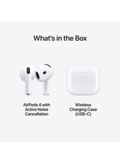 AirPods 4 ANC Wireless Earbuds, Bluetooth Headphones, with Active Noise Cancellation, Adaptive Audio, Transparency Mode, Personalized Spatial Audio, USB-C Charging Case, Wireless Charging, H2 Chip White - pnsku/N70108365V/45/_/1725956903/979496e1-3625-4505-968d-f3aa6ef386cf