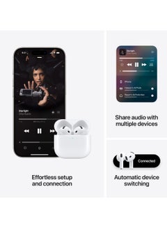 AirPods 4 ANC Wireless Earbuds, Bluetooth Headphones, with Active Noise Cancellation, Adaptive Audio, Transparency Mode, Personalized Spatial Audio, USB-C Charging Case, Wireless Charging, H2 Chip White - pnsku/N70108365V/45/_/1725956912/061801b4-e953-4c23-ba29-92c7493f8506