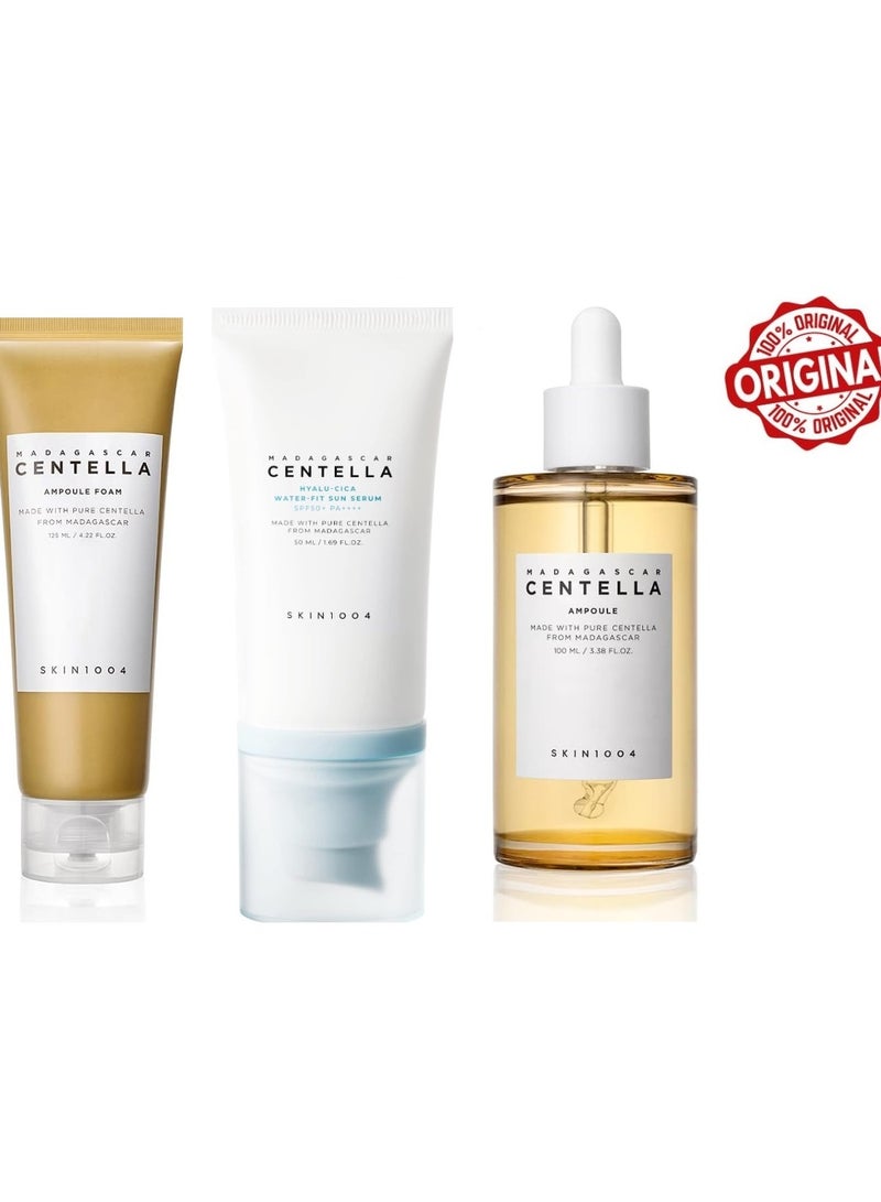 سكين1004 مجموعة ماداغاسكار سنتيلا 3 قطع أمبول فوم 125 مل، سيروم هيالو-سيكا للماء 50 مل وأمبول سنتيلا 100 مل - Image 1