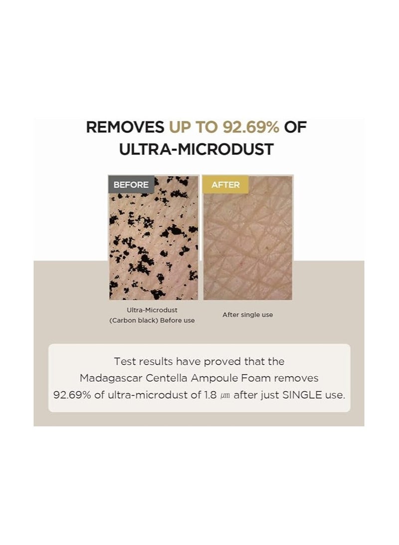 Madagascar Centella Ampoule Foam, 125mL Mild and Soothing Face Cleanser with Asiatica Extract Hydrates and Nourishes Skin Deep Cleansing Foam 125 mlml