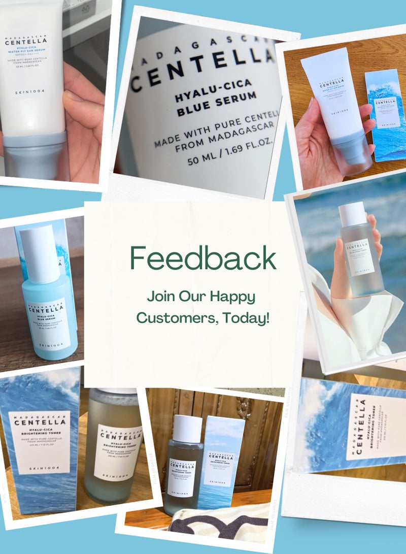 SKIN1004 Madagascar Hyalu-Cica Water-fit Sun Serum 50ml, Centella Hyalu-Cica Brightening Toner 210ml, & Blue Serum 50ml & face scrubber | Hydrating, Brightening, and Soothing Skincare Set 310ml - Image 3