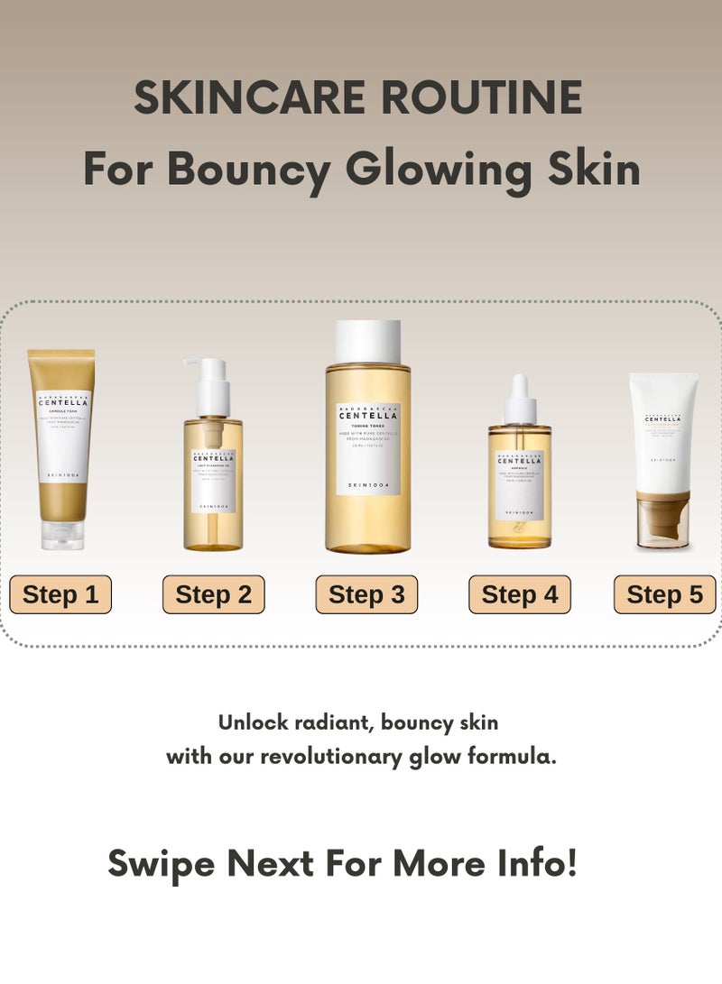 skin1004 - Centella Air-Fit Suncream 50ml SPF30, Toning Toner 210ml, Cleansing Oil 200ml, Centella Ampoule 100ml & Face Scrubber | Complete Skincare Set for Sun Protection, Toning, Cleansing, and Hydration 760ml - Image 1