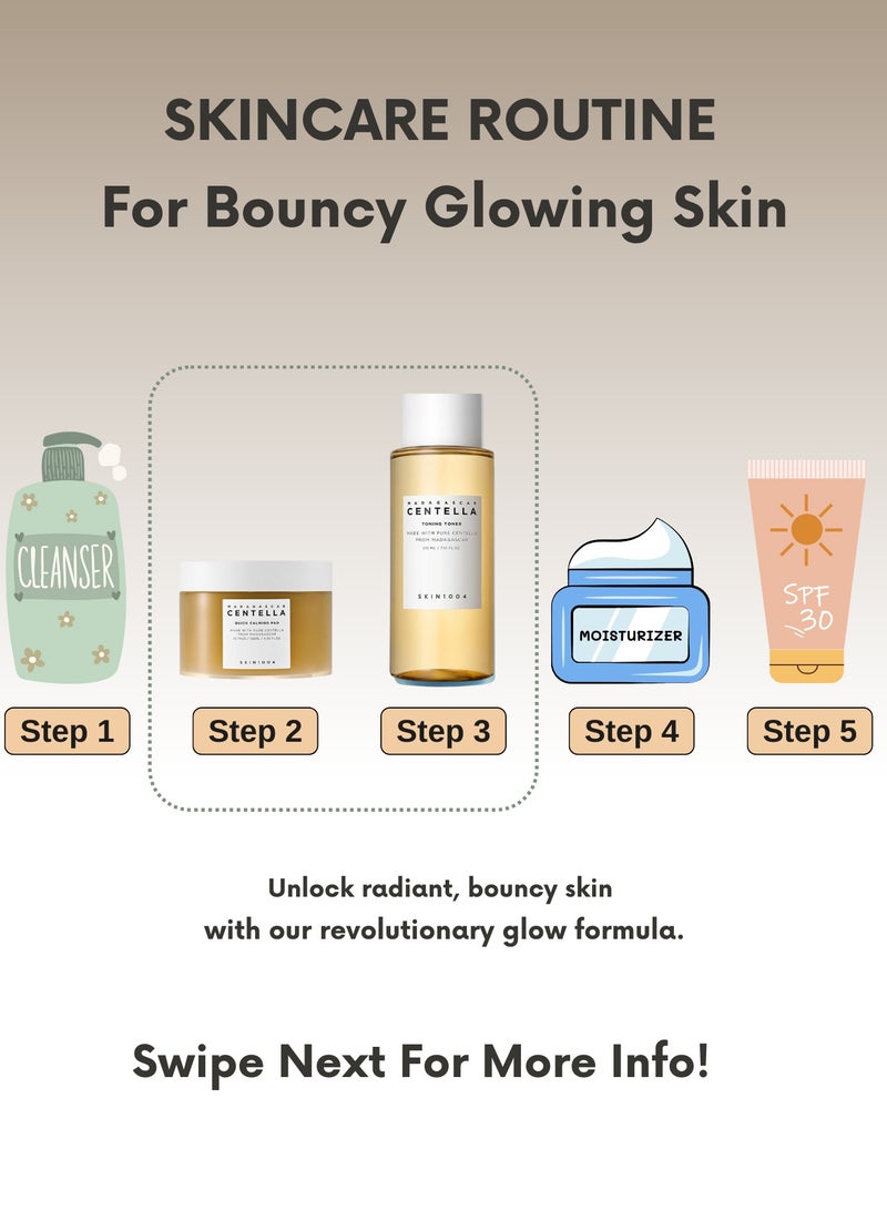 سكين1004 Madagascar Centella Duo: Calming Toner And Quick Soothing Pads 340ml - Image 4