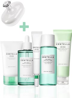 skin1004 Madagascar Centella Tea-Trica Spot Cream 20ml, BHA 125ml, Cleansing Foam, B5 Cream 75ml, Relief Ampoule 100ml, Purifying Toner 210ml & Face Scrubber | Complete Acne Care Set 530ml  - Image 1