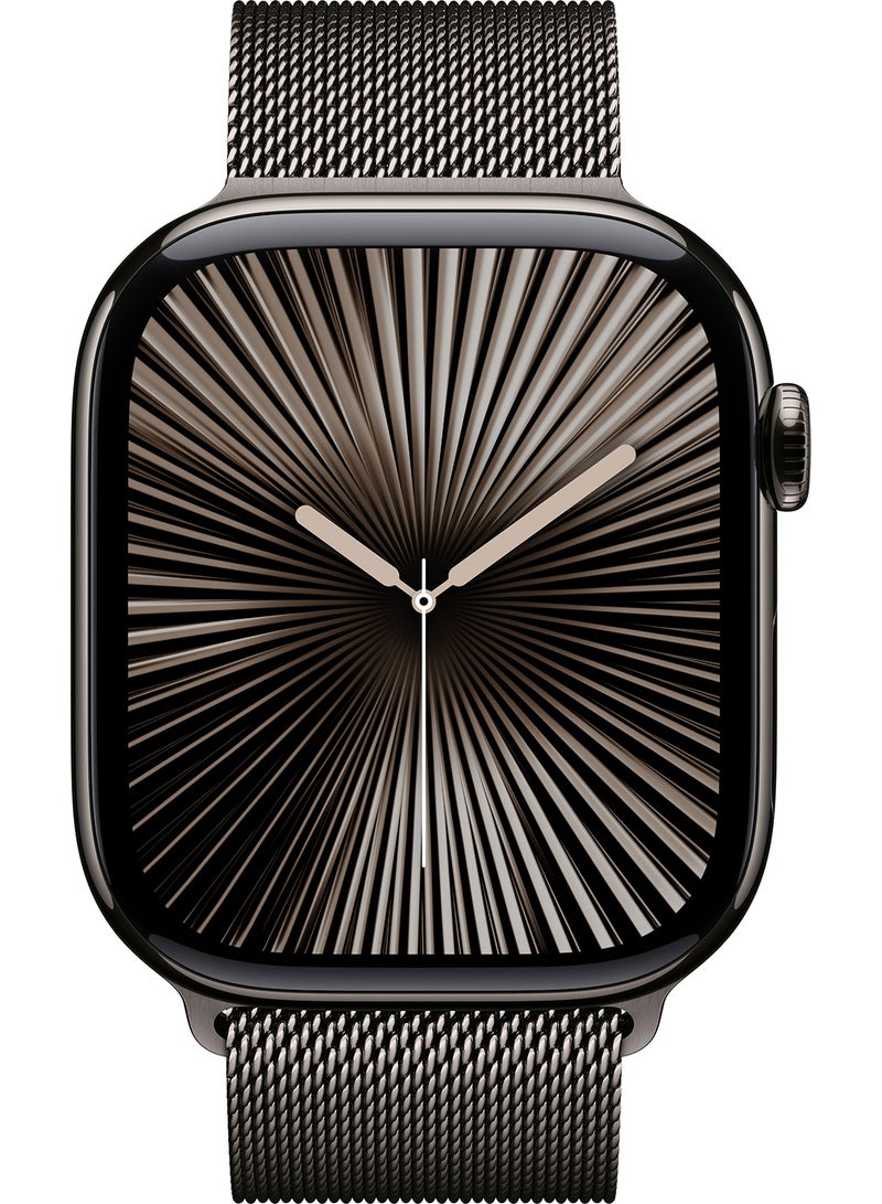 ابل  ساعة سيريس 10 جي بي إس + سيليولار 46 مم هيكل من التيتانيوم الرمادي مع - Image 2