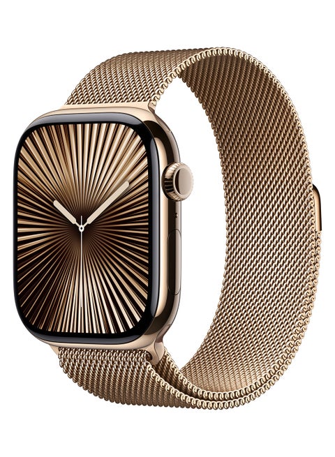 Watch Series 10 GPS + Cellular 46mm Gold Titanium Case With Gold Milanese Loop