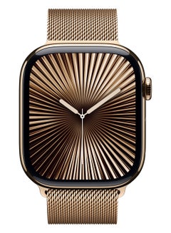 أبل Watch Series 10 GPS + Cellular 46mm Gold Titanium Case With Gold Milanese Loop  - Image 2
