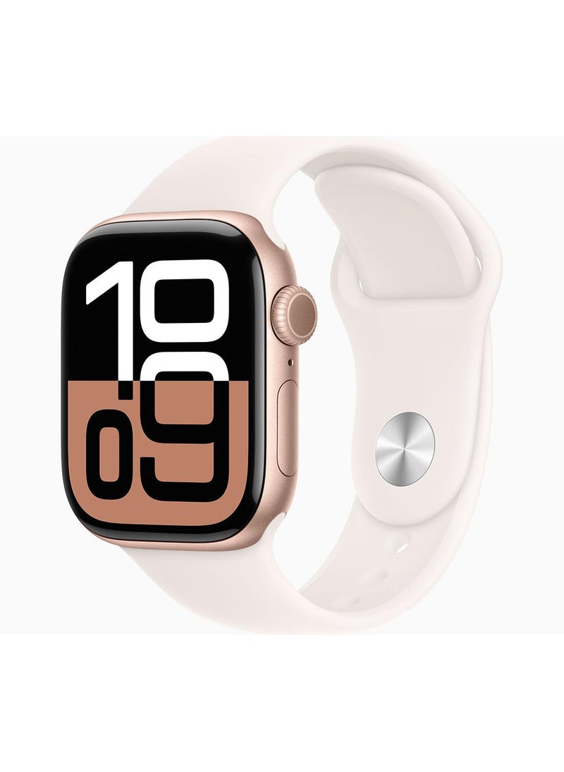 Apple Watch Series 10 GPS 42mm Rose Gold Aluminium Case With Light Blush Sport Band - Image 1