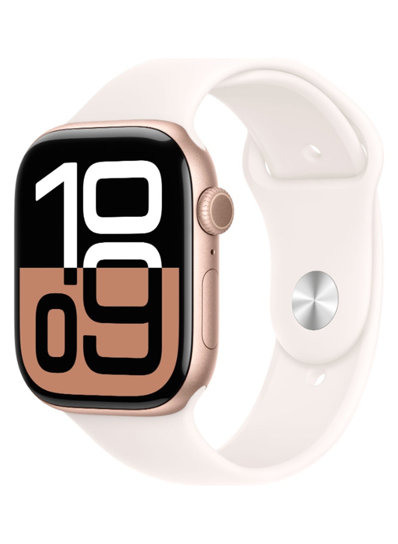 Apple Watch Series 10 GPS 46mm Rose Gold Aluminium Case With Light Blush Sport Band - Image 1