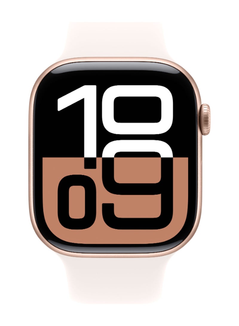 Apple Watch Series 10 GPS 46mm Rose Gold Aluminium Case With Light Blush Sport Band - Image 2