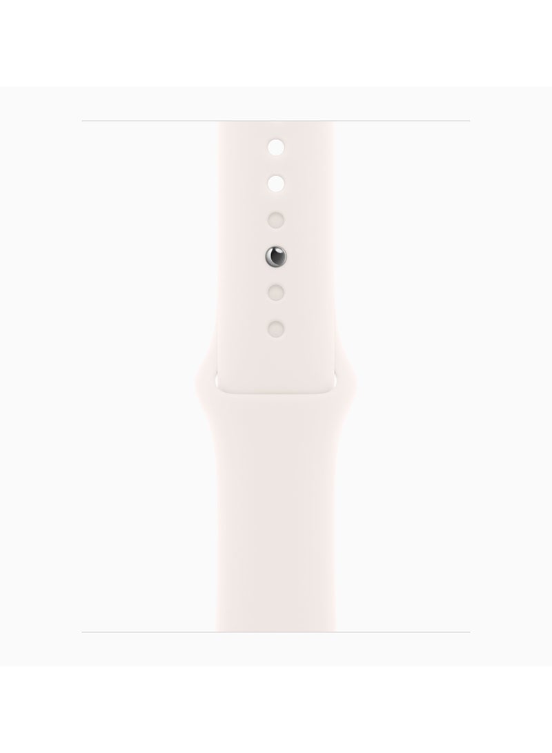 Apple - Watch Series 10 GPS + Cellular 42mm Rose Gold Aluminium Case With Light Blush Sport Band - Image 1