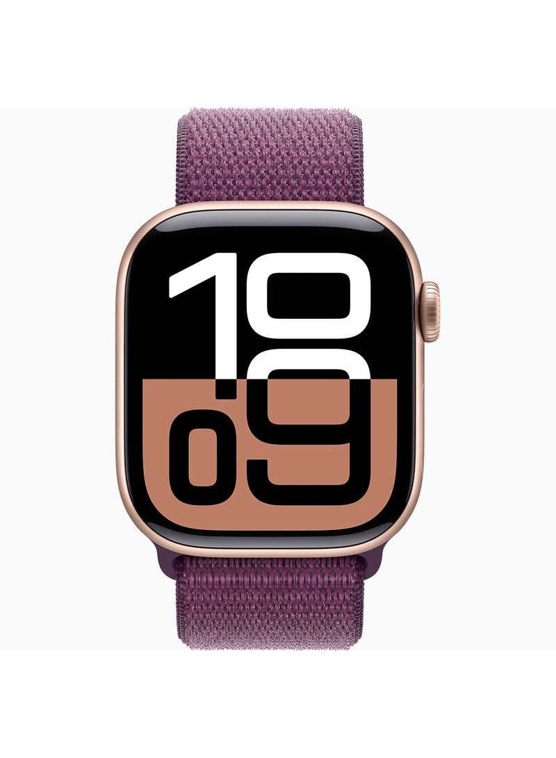 Watch Series 10 GPS + Cellular 42mm Rose Gold Aluminium Case With Plum Sport Loop - pnsku/N70108569V/45/_/1725955681/87be6205-580b-40d1-a168-acb9cc1d6577