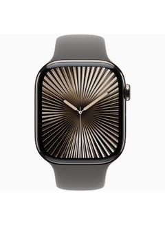 Apple Watch Series 10 GPS + Cellular 42mm Natural Titanium Case With Stone Grey Sport Band  - Image 2