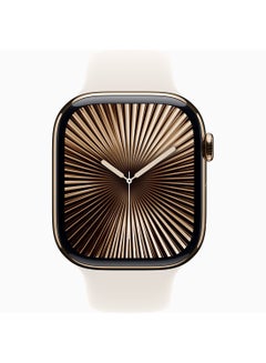 Apple Watch Series 10 GPS + Cellular 46mm Gold Titanium Case With Starlight Sport Band  - Image 2