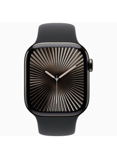 Apple Watch Series 10 GPS + Cellular 42mm Slate Titanium Case With Black Sport Band  - Image 2