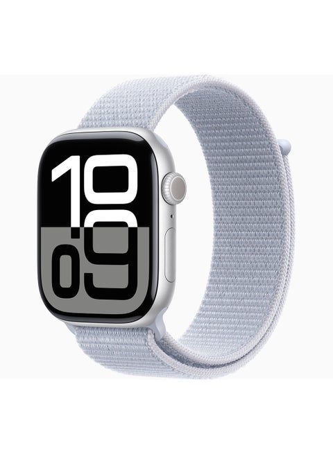 Watch Series 10 GPS + Cellular 46mm Silver Aluminium Case With Blue Cloud Sport Loop
