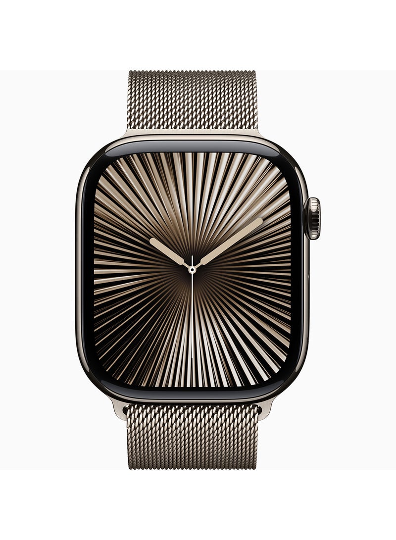 Apple Watch Series 10 GPS + Cellular 42mm Natural Titanium Case With Natural Milanese Loop - Image 2
