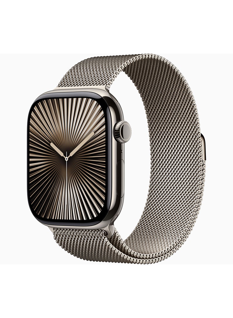 Apple Watch Series 10 GPS + Cellular 42mm Natural Titanium Case With Natural Milanese Loop - Image 1